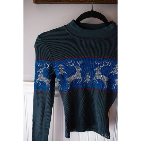 SALE Free People Snowflake Ski Mock Neck Long Sleeve Shirt S NEW - Picture 3 of 5